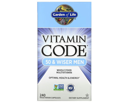 Garden of Life Vitamin Code для мужчин от 50-ти лет и старше 240 растительных капсул UltraZorbe Garden of Life Vitamin Code для мужчин от 50-ти лет и старше 240 растительных капсул UltraZorbe