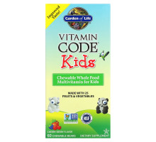 Garden of Life Витаминный код для детей Жевательные мультивитамины из цельных продуктов для детей Вишневый вкус 60 жевательных медведей