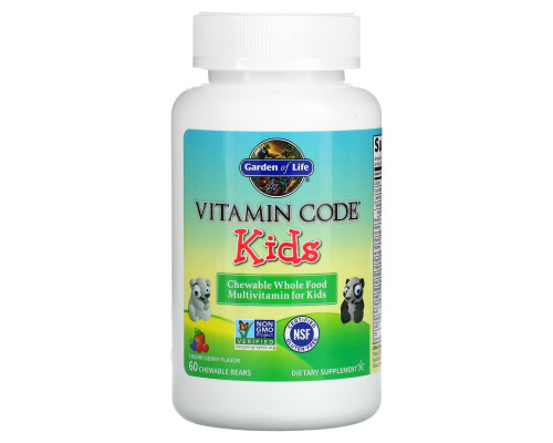 Garden of Life Витаминный код для детей Жевательные мультивитамины из цельных продуктов для детей Вишневый вкус 60 жевательных медведей Garden of Life Витаминный код для детей Жевательные мультивитамины из цельных продуктов для детей Вишневый вкус 60 жевательных медведей