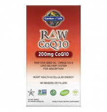 Garden of Life, Коэнзим Q10 из необработанных продуктов, 200 мг, 60 вегетарианских капсул