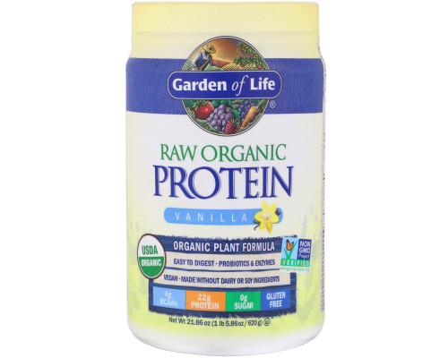 Garden of Life, Органический сырой белок, органическая белковая формула, со вкусом ванили, 22 унции (631 г) Garden of Life, Органический сырой белок, органическая белковая формула, со вкусом ванили, 22 унции (631 г)