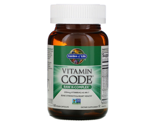 Garden of Life Vitamin Code комплекс необработанных витаминов группы K 60 растительных капул Garden of Life Vitamin Code комплекс необработанных витаминов группы K 60 растительных капул