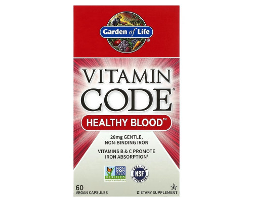 Garden of Life Vitamin Code Здоровая кровь 60 веганских капсул Garden of Life Vitamin Code Здоровая кровь 60 веганских капсул