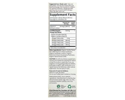 Garden of Life Kind Organics Веганский D3 ванильный спрей 2 унции (60 мл) Garden of Life Kind Organics Веганский D3 ванильный спрей 2 унции (60 мл)