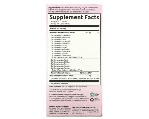 Garden of Life Dr. Formulated Probiotics Once Daily Women's 30 Veggie Caps Garden of Life Dr. Formulated Probiotics Once Daily Women's 30 Veggie Caps