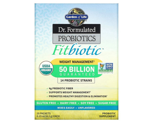 Garden of Life Organic Dr. Formulated Пробиотики Fitbiotic 20 Пакетиков 0.15 унции (4.2 г) каждый Garden of Life Organic Dr. Formulated Пробиотики Fitbiotic 20 Пакетиков 0.15 унции (4.2 г) каждый