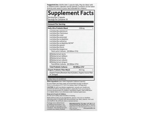 Garden of Life, Dr. Formulated Probiotics, Once Daily Ultra, 90 Billion, 30 Vegetarian Capsules (Ice) Garden of Life, Dr. Formulated Probiotics, Once Daily Ultra, 90 Billion, 30 Vegetarian Capsules (Ice)
