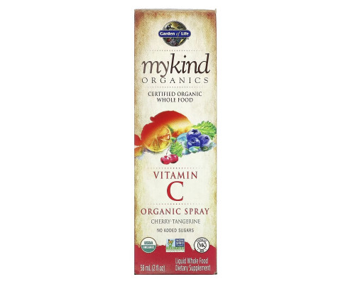 Garden of Life, mykind Organic, Vitamin C Organic Spray, Cherry-Tangerine, 2 fl oz (58 ml)