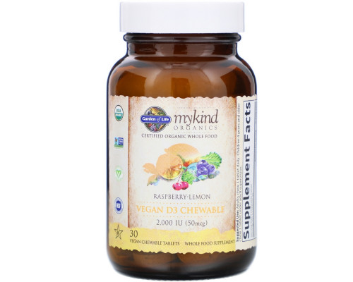 Garden of Life, Vegan D3, Organic Chewable, Raspberry-Lemon, 2,000 IU, 30 Tablets Garden of Life, Vegan D3, Organic Chewable, Raspberry-Lemon, 2,000 IU, 30 Tablets