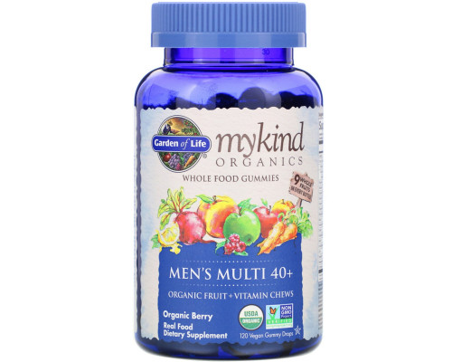 Garden of Life, Mykind Organics, мужской мульти 40+, органические ягоды, 120 жевательных драже Garden of Life, Mykind Organics, мужской мульти 40+, органические ягоды, 120 жевательных драже