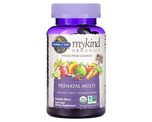Garden of Life, Mykind Organics, пренатальные мультивитамины, органические ягоды, 120 жевательных конфет Garden of Life, Mykind Organics, пренатальные мультивитамины, органические ягоды, 120 жевательных конфет