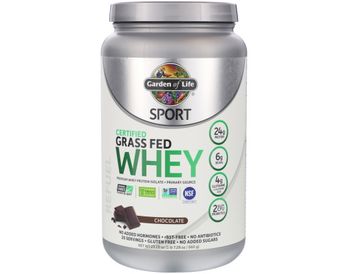 Garden of Life, Sport, Certified Grass Fed Whey, Refuel, Chocolate, 23.7 oz (672 g) Garden of Life, Sport, Certified Grass Fed Whey, Refuel, Chocolate, 23.7 oz (672 g)