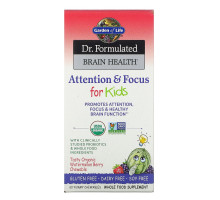 Garden of Life, Dr. Formulated для мозга, внимания и концентрации у детей, вкус органического арбуза и ягод, 60 вкусных жевательных таблеток