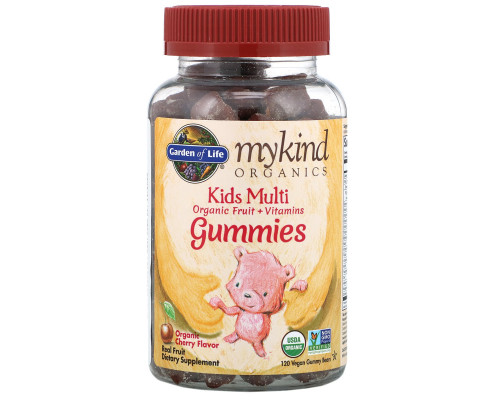 Garden of Life, Mykind Organics, Kids Multi, вишневый ароматизатор органического происхождения, 120 желейных фигурок медведей Garden of Life, Mykind Organics, Kids Multi, вишневый ароматизатор органического происхождения, 120 желейных фигурок медведей