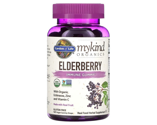 Garden of Life, MyKind Organics, Elderberry, Immune Gummy, 120 Vegan Gummy Drops Garden of Life, MyKind Organics, Elderberry, Immune Gummy, 120 Vegan Gummy Drops