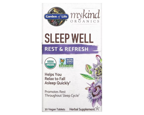 Garden of Life, MyKind Organics, Sleep Well Rest & Refresh, 30 Vegan Tablets Garden of Life, MyKind Organics, Sleep Well Rest & Refresh, 30 Vegan Tablets