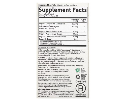 Garden of Life, MyKind Organics, Sleep Well Rest & Refresh, 30 Vegan Tablets Garden of Life, MyKind Organics, Sleep Well Rest & Refresh, 30 Vegan Tablets