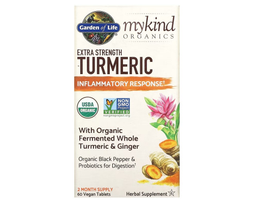 Garden of Life, Garden of Life, MyKind Organics, Extra Strength Turmeric Inflammatory Response, 60 Vegan Tablets Garden of Life, Garden of Life, MyKind Organics, Extra Strength Turmeric Inflammatory Response, 60 Vegan Tablets
