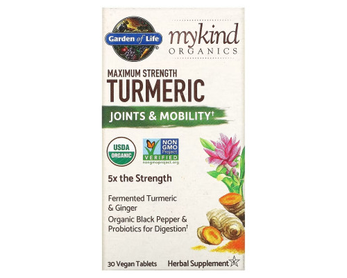 Garden of Life, MyKind Organics, Maximum Strength, Turmeric, Joints & Mobility, 30 Vegan Tablets Garden of Life, MyKind Organics, Maximum Strength, Turmeric, Joints & Mobility, 30 Vegan Tablets