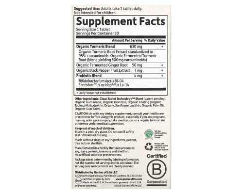 Garden of Life, MyKind Organics, Maximum Strength, Turmeric, Joints & Mobility, 30 Vegan Tablets Garden of Life, MyKind Organics, Maximum Strength, Turmeric, Joints & Mobility, 30 Vegan Tablets