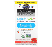 Garden of Life, Пробиотическая добавка, Organic Kids +, + C и D, 5 млрд, вкусный органический арбуз, 30 вкусных жевательных драже