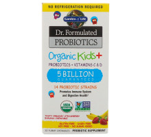 Garden of Life, Пробиотическая добавка Dr. Formulated Probiotics, Organic Kids + витамины C и D, 5 млрд, клюква и банан, 30 жевательных драже