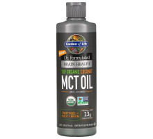 Garden of Life, Здоровье мозга от Dr. Formulated, 100%-ное органическое триглицеридное масло с цепочками средней длины из кокоса, без ароматизаторов, 473 мл