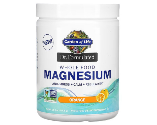 Garden of Life, Dr. Formulated, порошок магния из цельных продуктов, апельсин, 419,5 г Garden of Life, Dr. Formulated, порошок магния из цельных продуктов, апельсин, 419,5 г