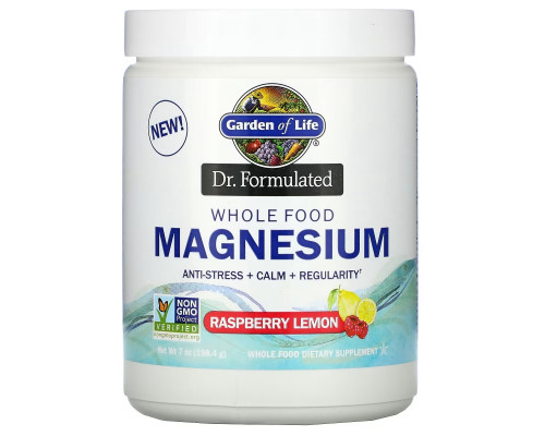 Garden of Life, Dr. Formulated, порошок магния из цельных продуктов, малина и лимон, 198,4 г Garden of Life, Dr. Formulated, порошок магния из цельных продуктов, малина и лимон, 198,4 г