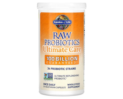 Garden of Life, Raw Probiotics Ultimate Care, 30 вегетарианских капсул Garden of Life, Raw Probiotics Ultimate Care, 30 вегетарианских капсул