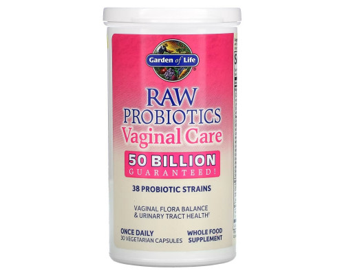 Garden of Life, Raw Probiotics Vaginal Care, 30 вегетарианских капсул Garden of Life, Raw Probiotics Vaginal Care, 30 вегетарианских капсул