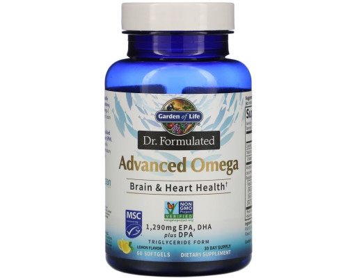 Garden of Life, Dr. Formulated, Advanced Omega, Lemon, 60 Softgels Garden of Life, Dr. Formulated, Advanced Omega, Lemon, 60 Softgels