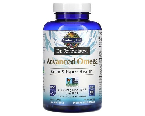 Garden of Life, Dr. Formulated, Advanced Omega, Lemon, 180 Softgels Garden of Life, Dr. Formulated, Advanced Omega, Lemon, 180 Softgels