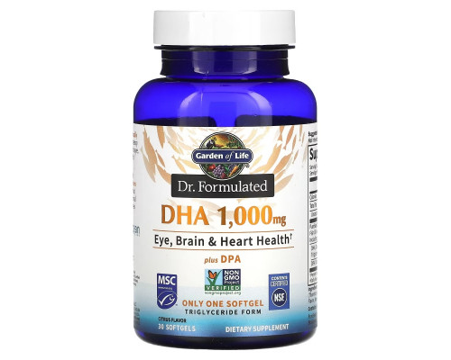 Garden of Life, Dr. Formulated, DHA, Lemon, 1,000 mg, 30 Softgels Garden of Life, Dr. Formulated, DHA, Lemon, 1,000 mg, 30 Softgels
