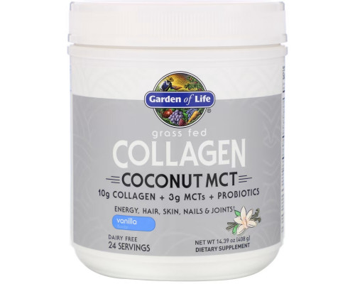 Garden of Life, Grass Fed Collagen, Coconut MCT, Vanilla, 14.39 oz (408 g) Garden of Life, Grass Fed Collagen, Coconut MCT, Vanilla, 14.39 oz (408 g)