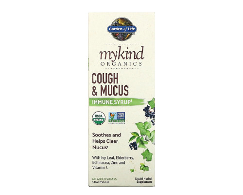 Garden of Life, MyKind Organics, Cough & Mucus Immune Syrup, 5 fl oz ( 150 ml) Garden of Life, MyKind Organics, Cough & Mucus Immune Syrup, 5 fl oz ( 150 ml)