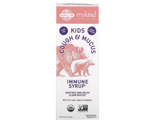 Garden of Life, Mykind Organics, Kids Cough & Mucus, Immune Syrup with Ivy Leaf, Zinc & Vitamin C, 3.92 fl oz (116 ml) Garden of Life, Mykind Organics, Kids Cough & Mucus, Immune Syrup with Ivy Leaf, Zinc & Vitamin C, 3.92 fl oz (116 ml)
