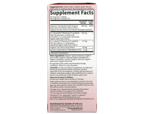 Garden of Life, Dr. Formulated, Quercetin Drop Uric Acid, 500 mg, 60 Vegan Tablets Garden of Life, Dr. Formulated, Quercetin Drop Uric Acid, 500 mg, 60 Vegan Tablets