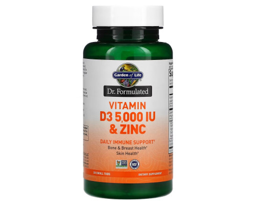 Garden of Life, Доктор Формула, витамин D3 и цинк, 30 маленьких таблеток Garden of Life, Доктор Формула, витамин D3 и цинк, 30 маленьких таблеток