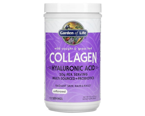 Garden of Life, Wild Caught & Grass Fed Collagen, Hyaluronic Acid, Unflavored, 9.52 oz (270 g) Garden of Life, Wild Caught & Grass Fed Collagen, Hyaluronic Acid, Unflavored, 9.52 oz (270 g)