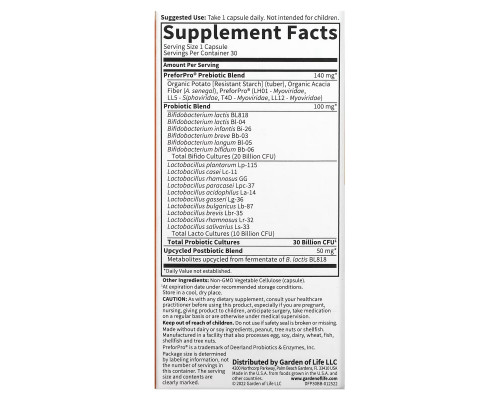 Garden of Life, Probiotics, 30 Billion, 30 Mini Vegetarian Capsules Garden of Life, Probiotics, 30 Billion, 30 Mini Vegetarian Capsules