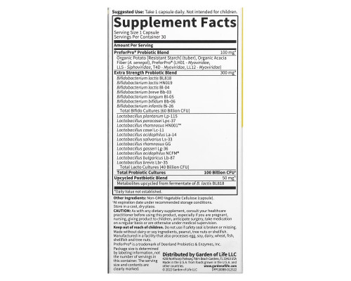 Garden of Life, Probiotics, 100 Billion, 30 Vegetarian Capsules Garden of Life, Probiotics, 100 Billion, 30 Vegetarian Capsules
