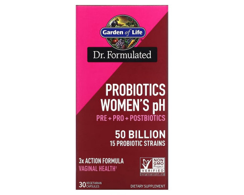Garden of Life, Probiotics Women's pH, 50 Billion, 30 Vegetarian Capsules Garden of Life, Probiotics Women's pH, 50 Billion, 30 Vegetarian Capsules