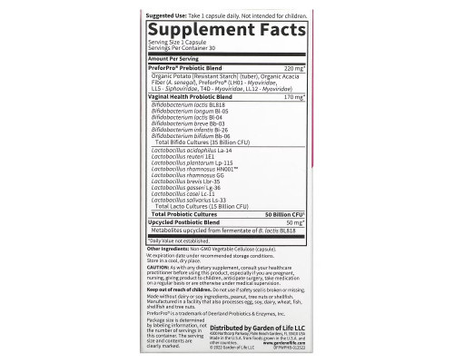 Garden of Life, Probiotics Women's pH, 50 Billion, 30 Vegetarian Capsules Garden of Life, Probiotics Women's pH, 50 Billion, 30 Vegetarian Capsules