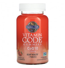 Коэнзим Q10 Garden of Life, Vitamin Code, жевательные мармеладки, коэнзим Q10, клубника, 150 мг, 60 жевательных таблеток
