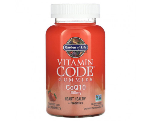 Коэнзим Q10 Garden of Life, Vitamin Code, жевательные мармеладки, коэнзим Q10, клубника, 150 мг, 60 жевательных таблеток Коэнзим Q10 Garden of Life, Vitamin Code, жевательные мармеладки, коэнзим Q10, клубника, 150 мг, 60 жевательных таблеток