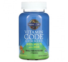 Детское здоровье Garden of Life, Vitamin Code, жевательные таблетки для детей, мультивитамины с железом, апельсин, 90 жевательных таблеток