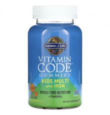 Детское здоровье Garden of Life, Vitamin Code, жевательные таблетки для детей, мультивитамины с железом, апельсин, 90 жевательных таблеток