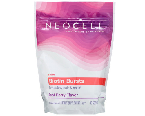 Neocell, Biotin Bursts, Бразильские ягоды асаи, 30 мягких жевательных конфет Neocell, Biotin Bursts, Бразильские ягоды асаи, 30 мягких жевательных конфет