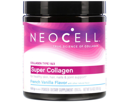 Neocell, Super Collagen, Type 1 & 3, French Vanilla, 6.4 oz (181.4 g) Neocell, Super Collagen, Type 1 & 3, French Vanilla, 6.4 oz (181.4 g)